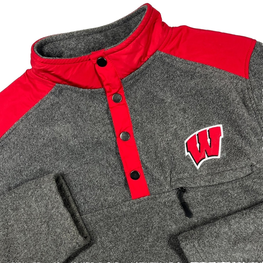 University Of Wisconsin Badgers 1/4 Snap Pullover Fleece Men's L Tailgate Watch